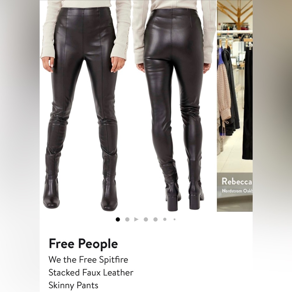 Free People Black Leather Skinny Pants
